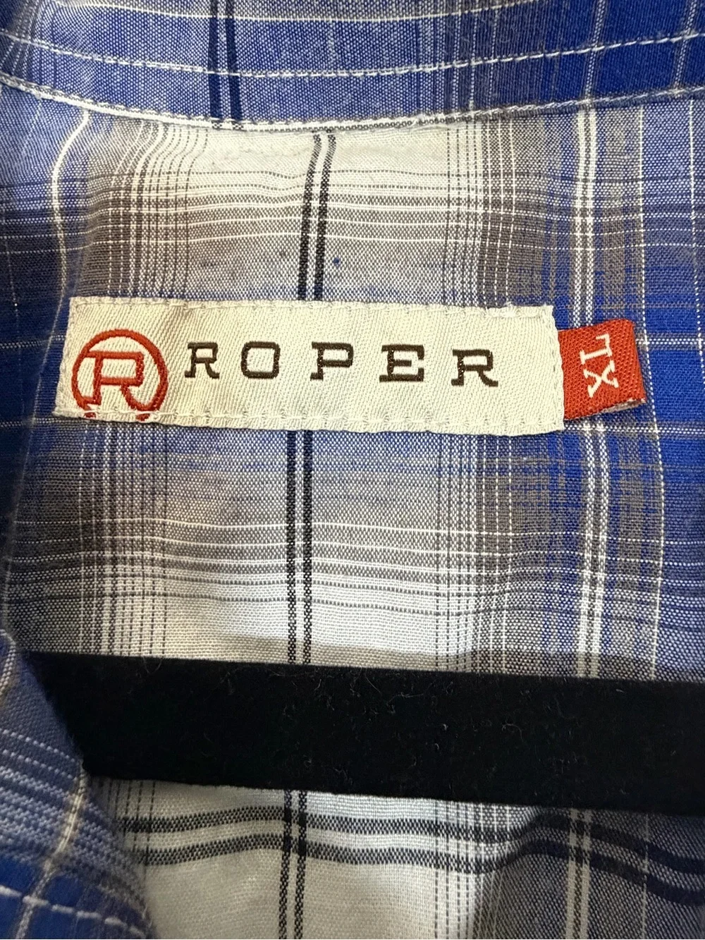 Roper Men's Blue and White Plaid Button-Down Western Shirt